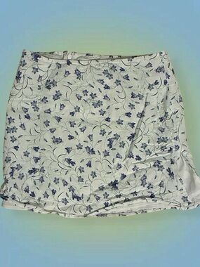 Sunday Best White Midi Skirt with Blue Floral Print